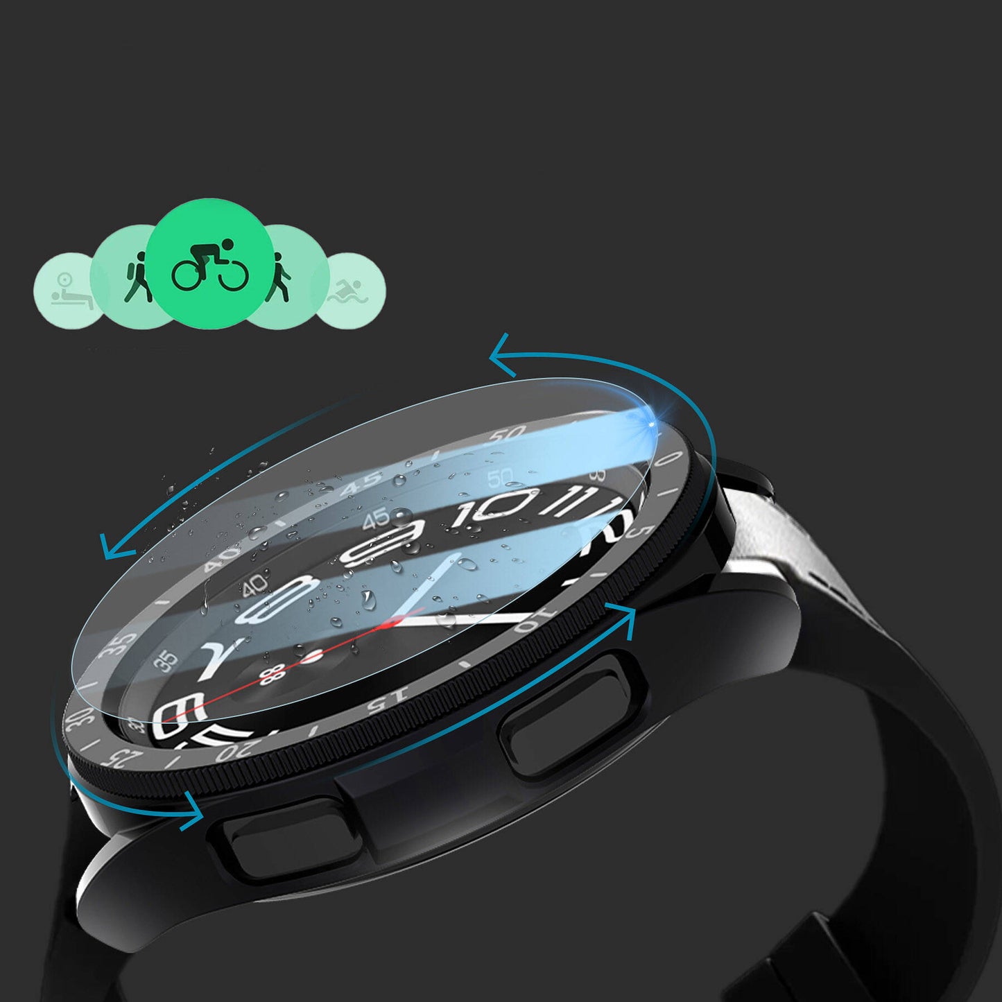 Galaxy Watch 6 Classic 43mm Sert PC Kasa ve Ekran Koruyucu Zore Sport Watch Gard 29 Beyaz
