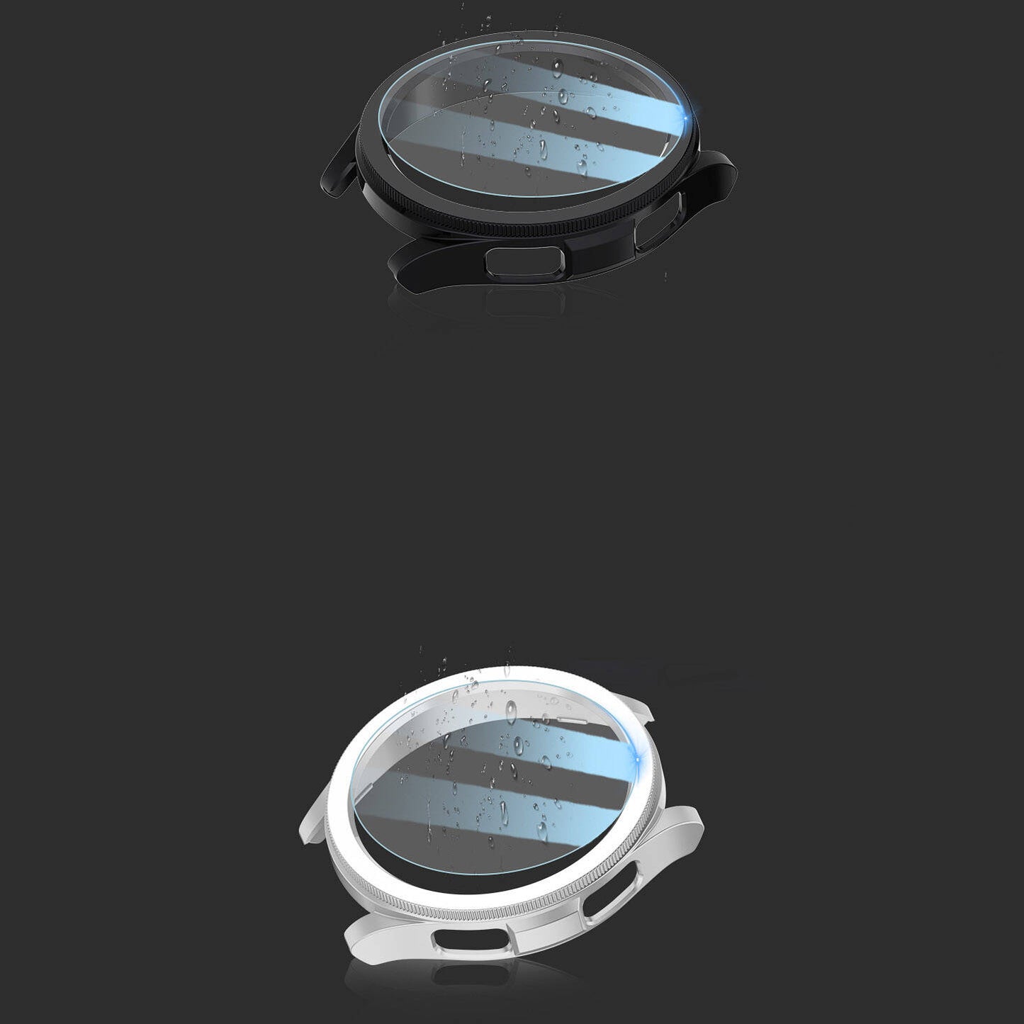 Galaxy Watch 6 Classic 43mm Sert PC Kasa ve Ekran Koruyucu Zore Watch Gard 29 Beyaz