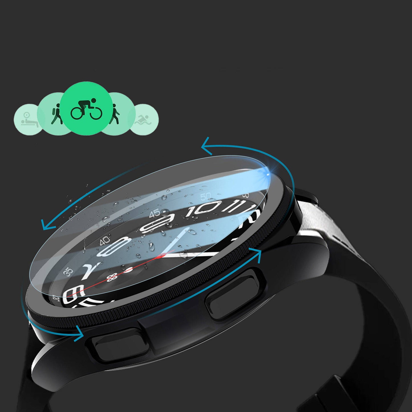 Galaxy Watch 6 Classic 43mm Sert PC Kasa ve Ekran Koruyucu Zore Watch Gard 29 Beyaz