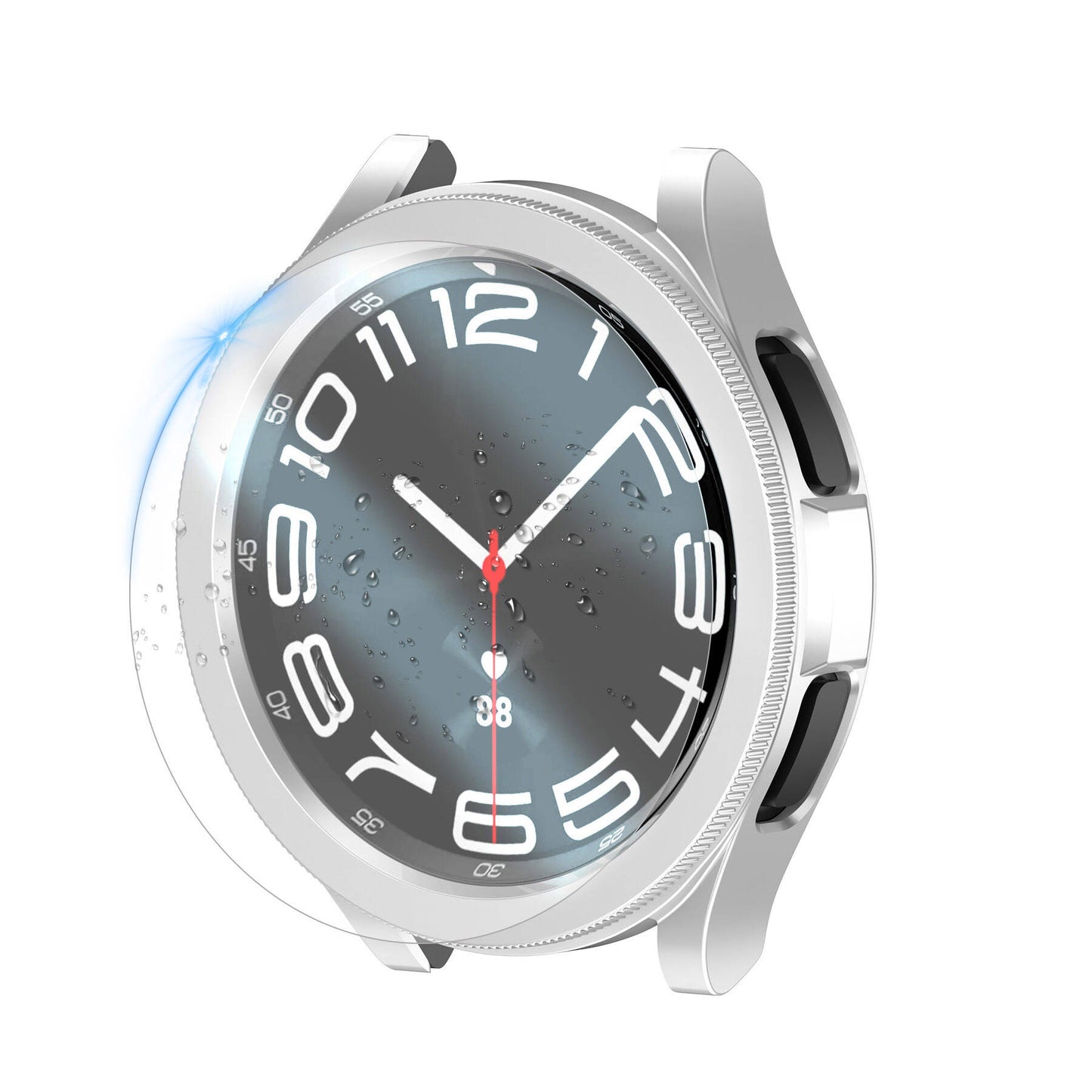 Galaxy Watch 6 Classic 43mm Sert PC Kasa ve Ekran Koruyucu Zore Watch Gard 29 Beyaz