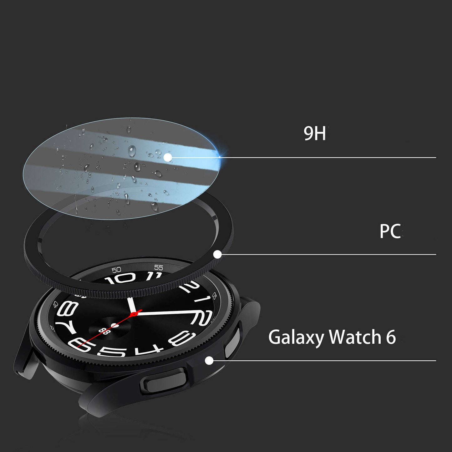 Galaxy Watch 6 Classic 47mm Sert PC Kasa ve Ekran Koruyucu Zore Watch Gard 29 Beyaz