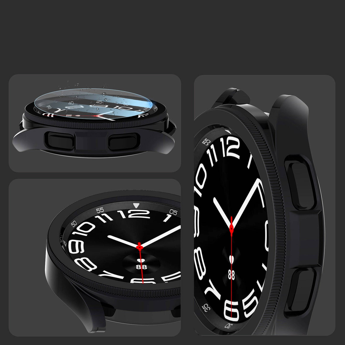 Galaxy Watch 6 Classic 47mm Sert PC Kasa ve Ekran Koruyucu Zore Watch Gard 29 Beyaz