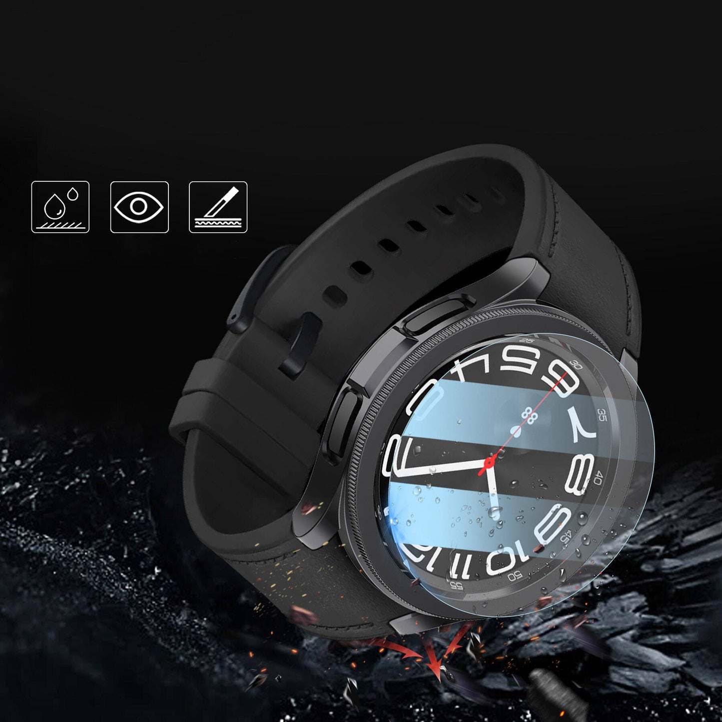Galaxy Watch 6 Classic 47mm Sert PC Kasa ve Ekran Koruyucu Zore Watch Gard 29 Beyaz