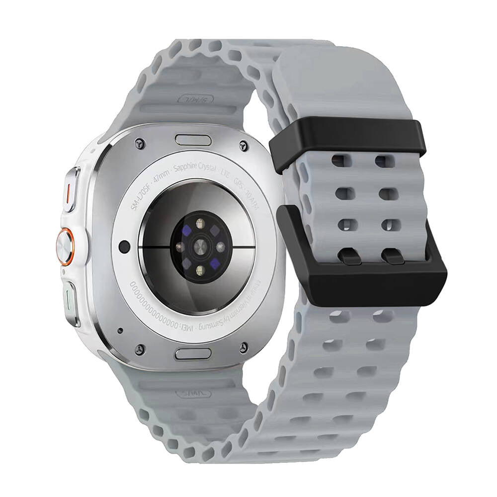Galaxy Watch Ultra 47mm Zore KRD-118 Tırtıklı Tasarım Silikon Kordon Lacivert