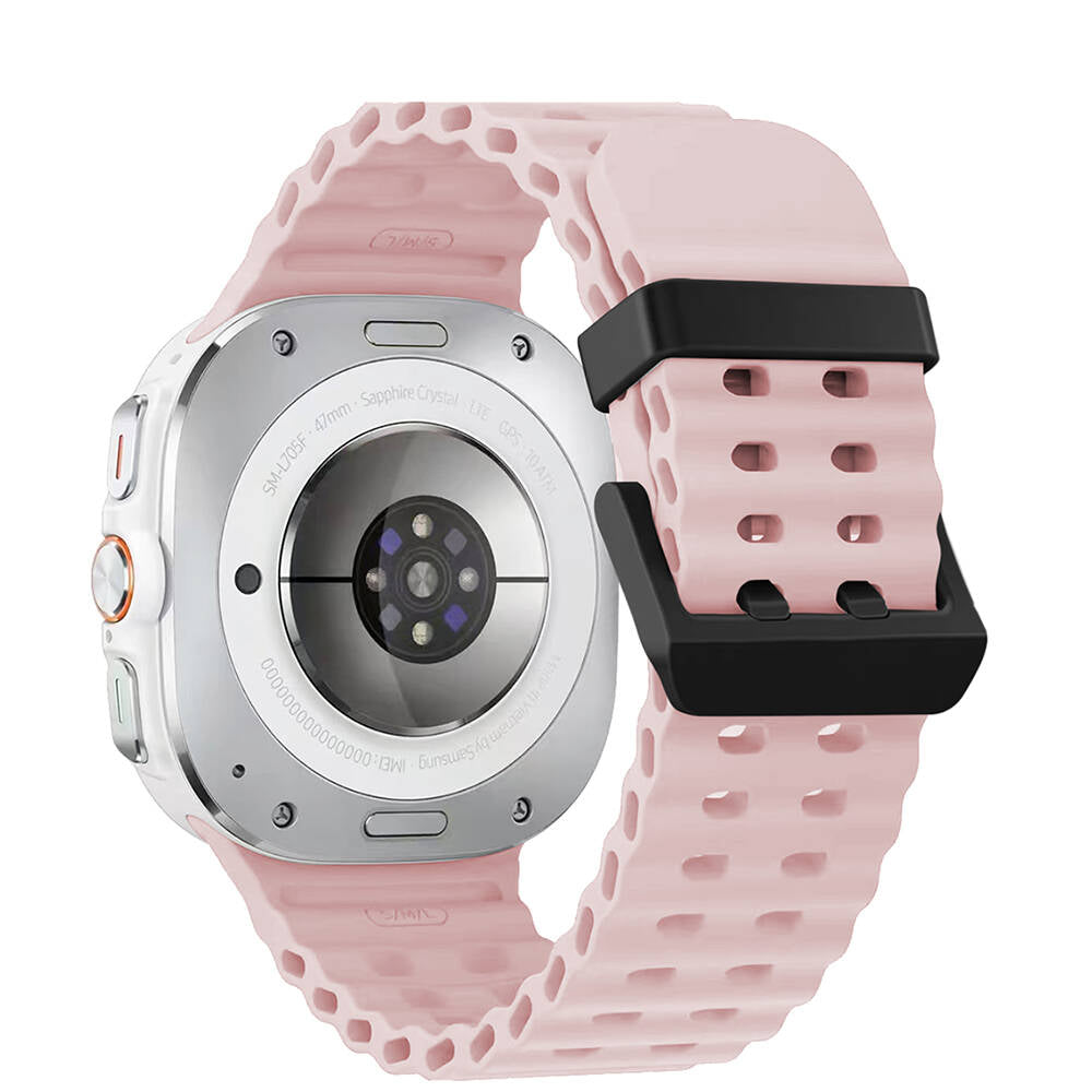 Galaxy Watch Ultra 47mm Zore KRD-118 Tırtıklı Tasarım Silikon Kordon Beyaz