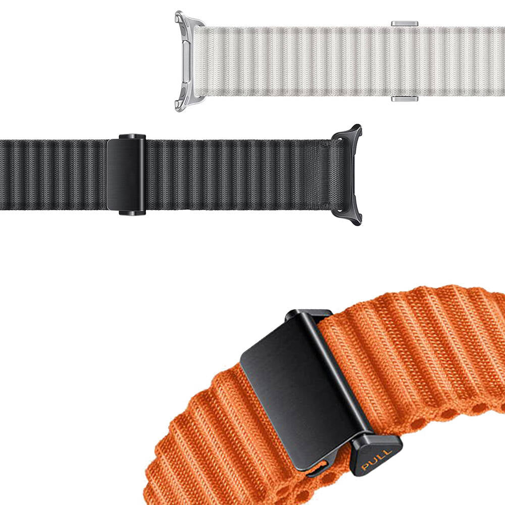 Galaxy Watch Ultra 47mm Zore KRD-120 Naylon Kumaş Hasır Örgülü Kordon Turuncu