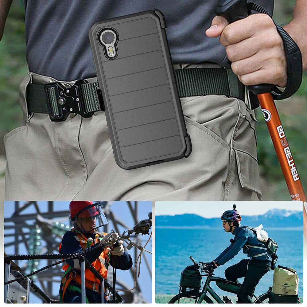 Galaxy XCover7 Pro Kılıf Zore Double Clip Kapak Siyah