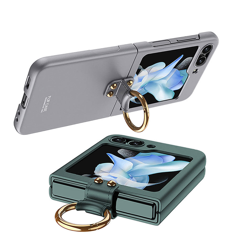 Galaxy Z Flip 5 Kılıf Zore Kıpta Yüzüklü Flip Sert Kapak Siyah