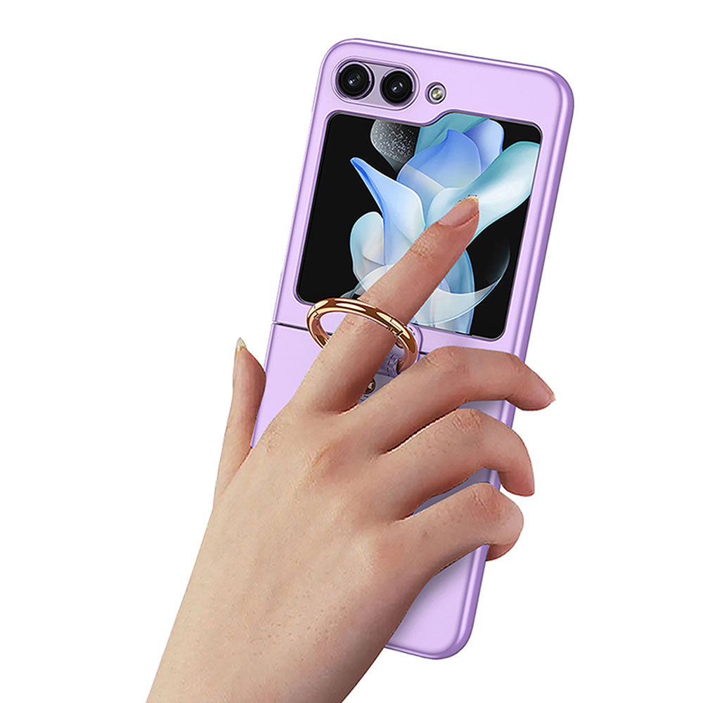 Galaxy Z Flip 5 Kılıf Zore Kıpta Yüzüklü Flip Sert Kapak Gri
