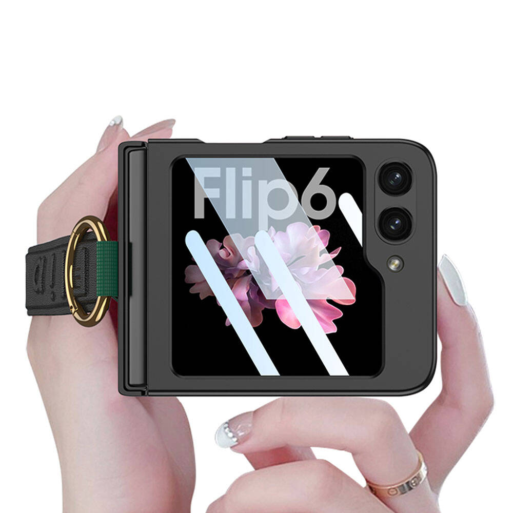 Galaxy Z Flip 6 Kılıf Kamera Korumalı Yüzüklü Zore Flip Ring Kıpta Kapak Mor