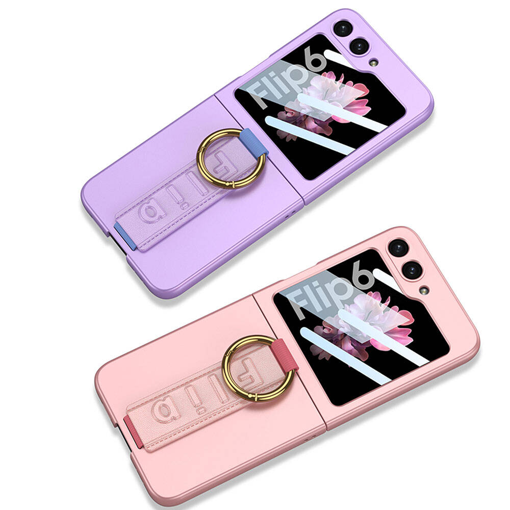 Galaxy Z Flip 6 Kılıf Kamera Korumalı Yüzüklü Zore Flip Ring Kıpta Kapak Mor