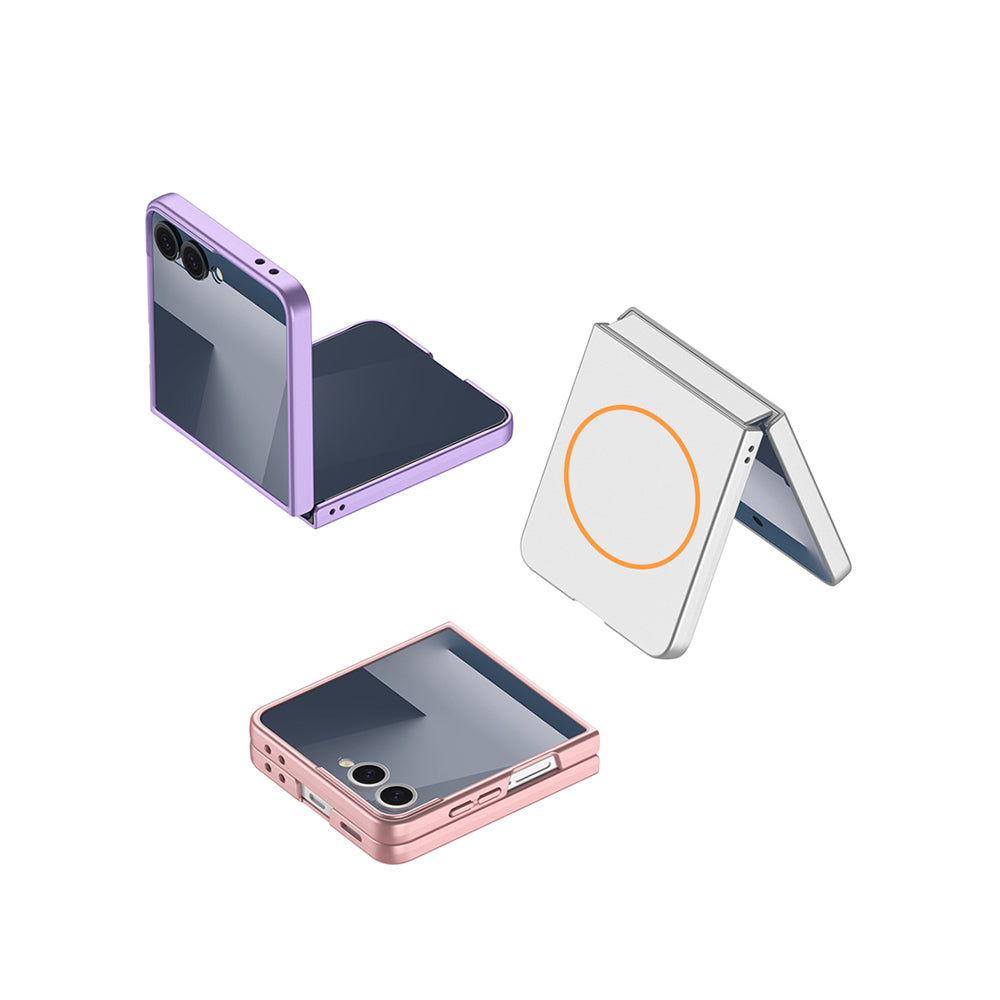 Galaxy Z Flip 7 Kılıf Wireless Şarj Özellikli Zore Kıpta M-safe Kapak Gri