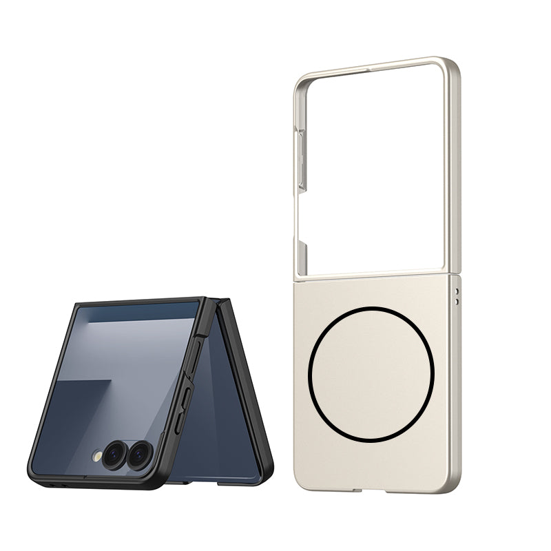 Galaxy Z Flip 7 Kılıf Wireless Şarj Özellikli Zore Kıpta M-safe Kapak Gri