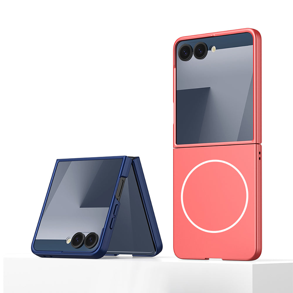 Galaxy Z Flip 7 Kılıf Wireless Şarj Özellikli Zore Kıpta M-safe Kapak Gri