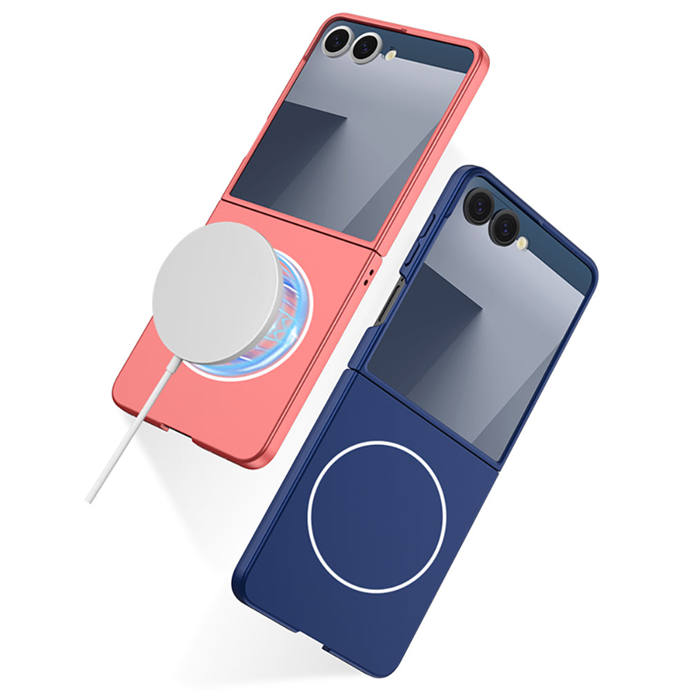 Galaxy Z Flip 7 Kılıf Wireless Şarj Özellikli Zore Kıpta M-safe Kapak Gri
