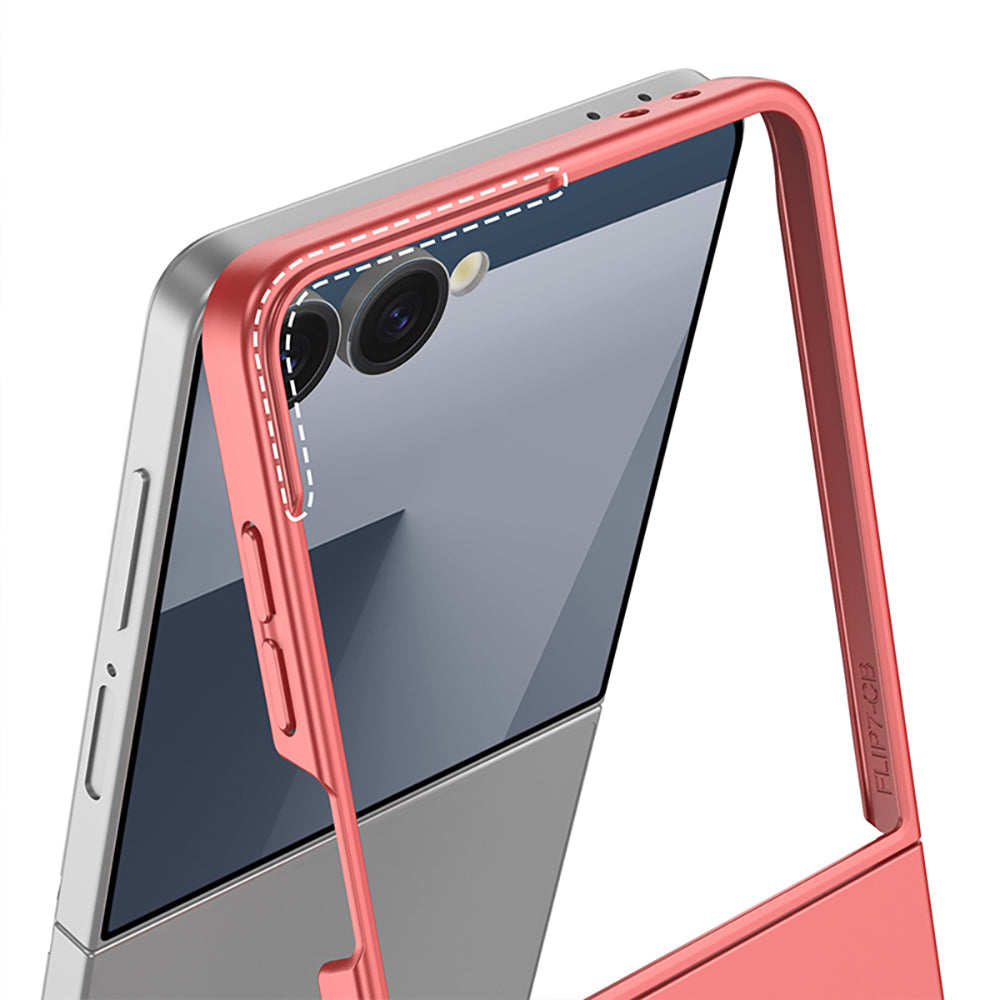 Galaxy Z Flip 7 Kılıf Wireless Şarj Özellikli Zore Kıpta M-safe Kapak Gri