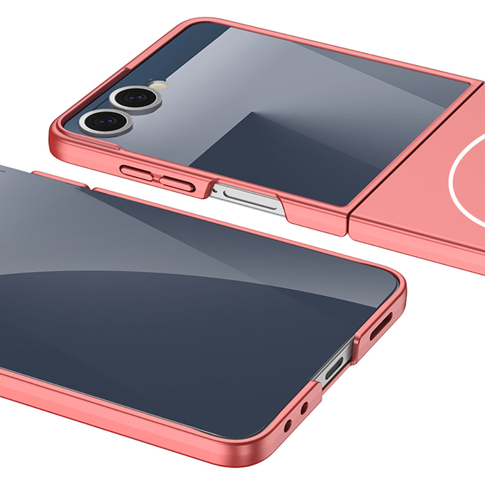 Galaxy Z Flip 7 Kılıf Wireless Şarj Özellikli Zore Kıpta M-safe Kapak Gri