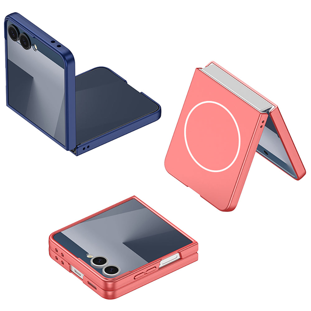 Galaxy Z Flip 7 Kılıf Wireless Şarj Özellikli Zore Kıpta M-safe Kapak Gri
