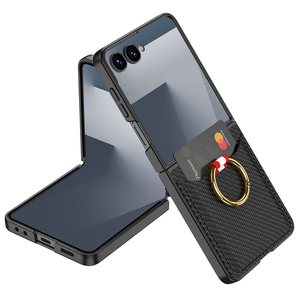 Galaxy Z Flip 7 Zore Kıpta Yüzüklü Kartlıklı Kapak Mor