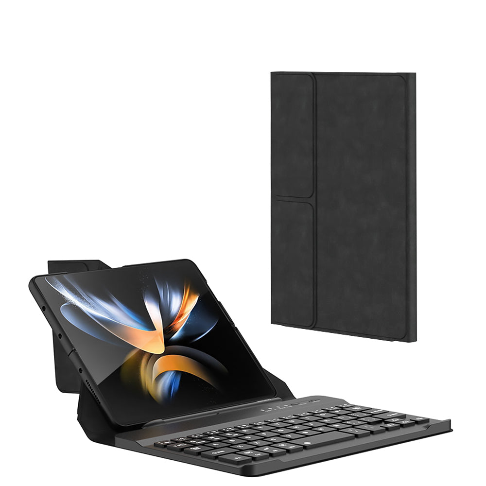 Galaxy Z Fold 2 Kılıf Standlı Klavyeli Kalem Bölmeli Zore Kıpta Klavyeli Kılıf Siyah