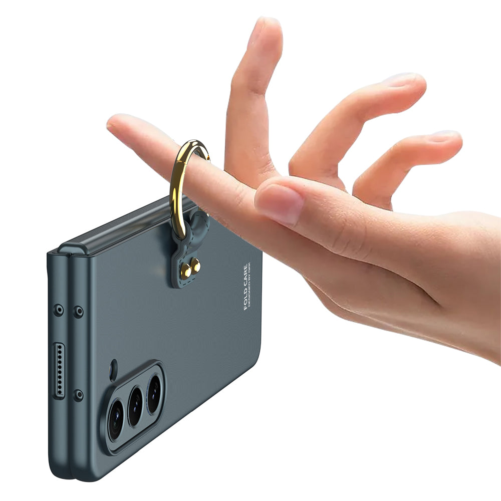 Galaxy Z Fold 5 Kılıf Zore Kıpta Yüzüklü Flip Sert Kapak Siyah