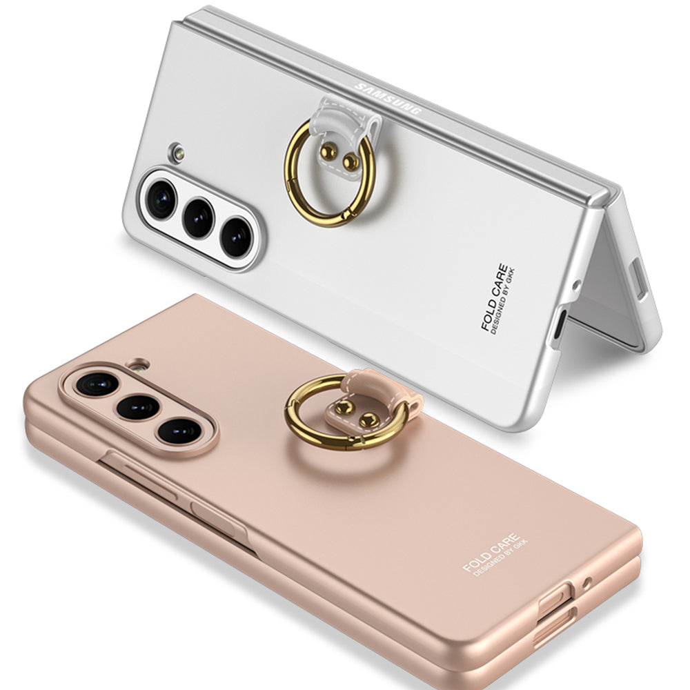 Galaxy Z Fold 5 Kılıf Zore Kıpta Yüzüklü Flip Sert Kapak Siyah
