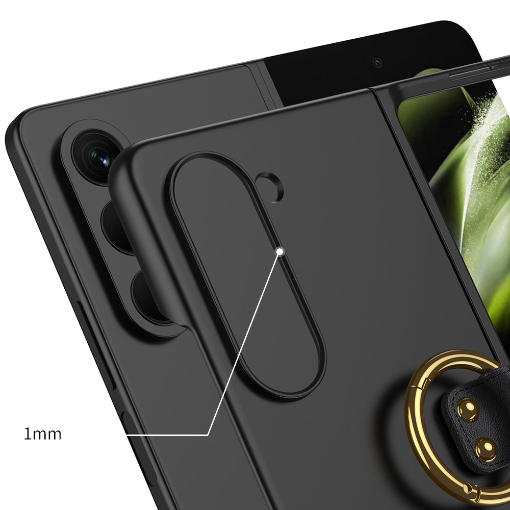 Galaxy Z Fold 5 Kılıf Zore Kıpta Yüzüklü Flip Sert Kapak Siyah
