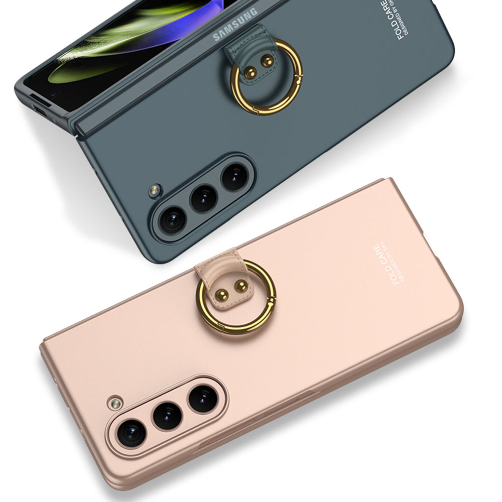 Galaxy Z Fold 5 Kılıf Zore Kıpta Yüzüklü Flip Sert Kapak Koyu Yeşil