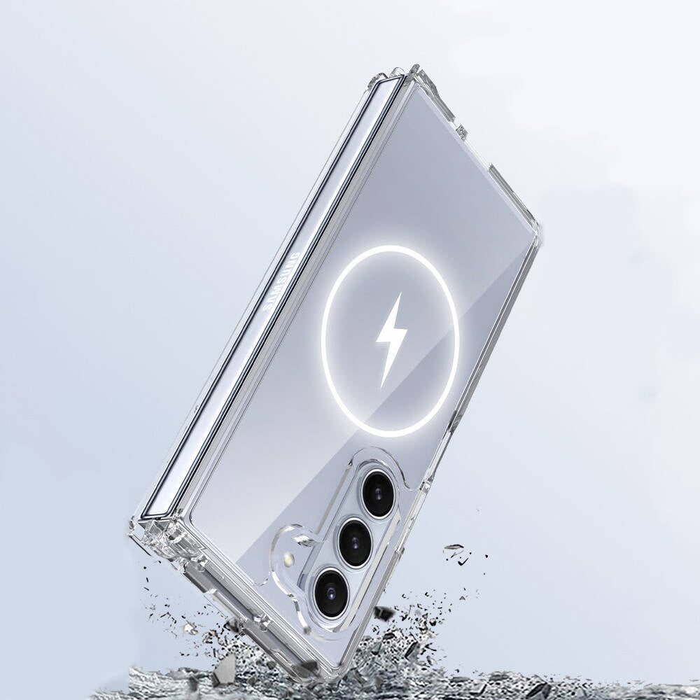 Galaxy Z Fold 6 Kılıf Magsafe Şarj Özellikli Şeffaf Sert PC Zore Embos Kapak Şeffaf