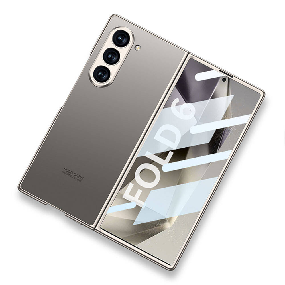 Galaxy Z Fold 6 Kılıf Titanyum Metal Tasarımlı Zore Kıpta Caz Kapak Siyah