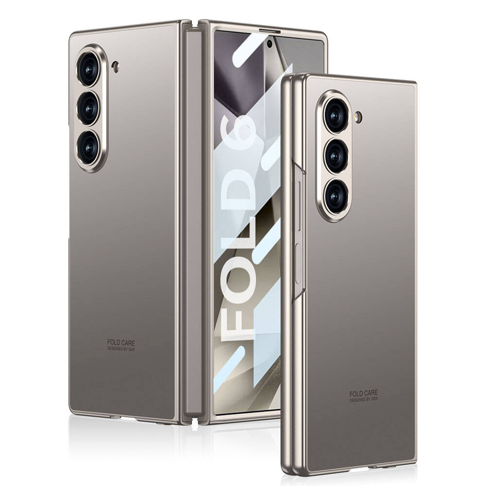 Galaxy Z Fold 6 Kılıf Titanyum Metal Tasarımlı Zore Kıpta Caz Kapak Mavi