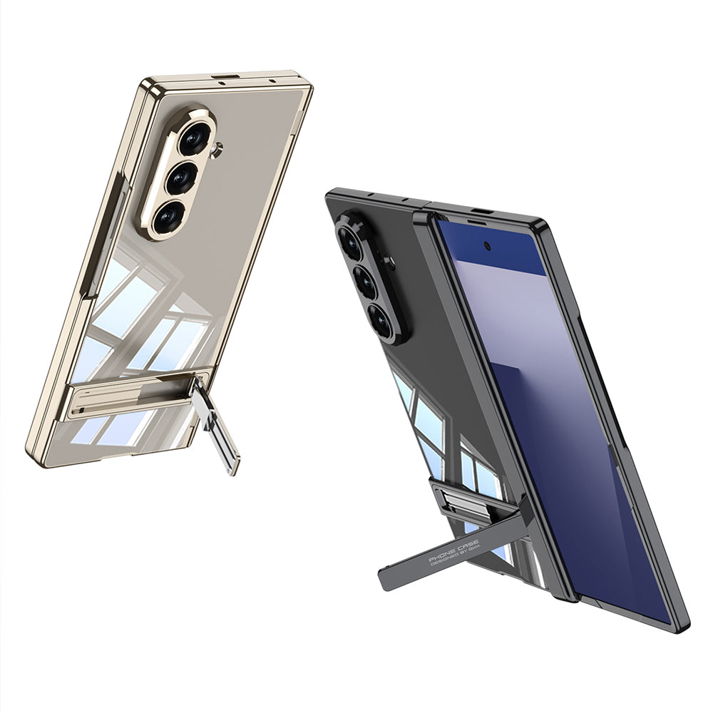 Galaxy Z Fold 7 Kılıf Kamera Korumalı Şeffaf Tasarımlı Zore Lego Standlı Kapak Siyah
