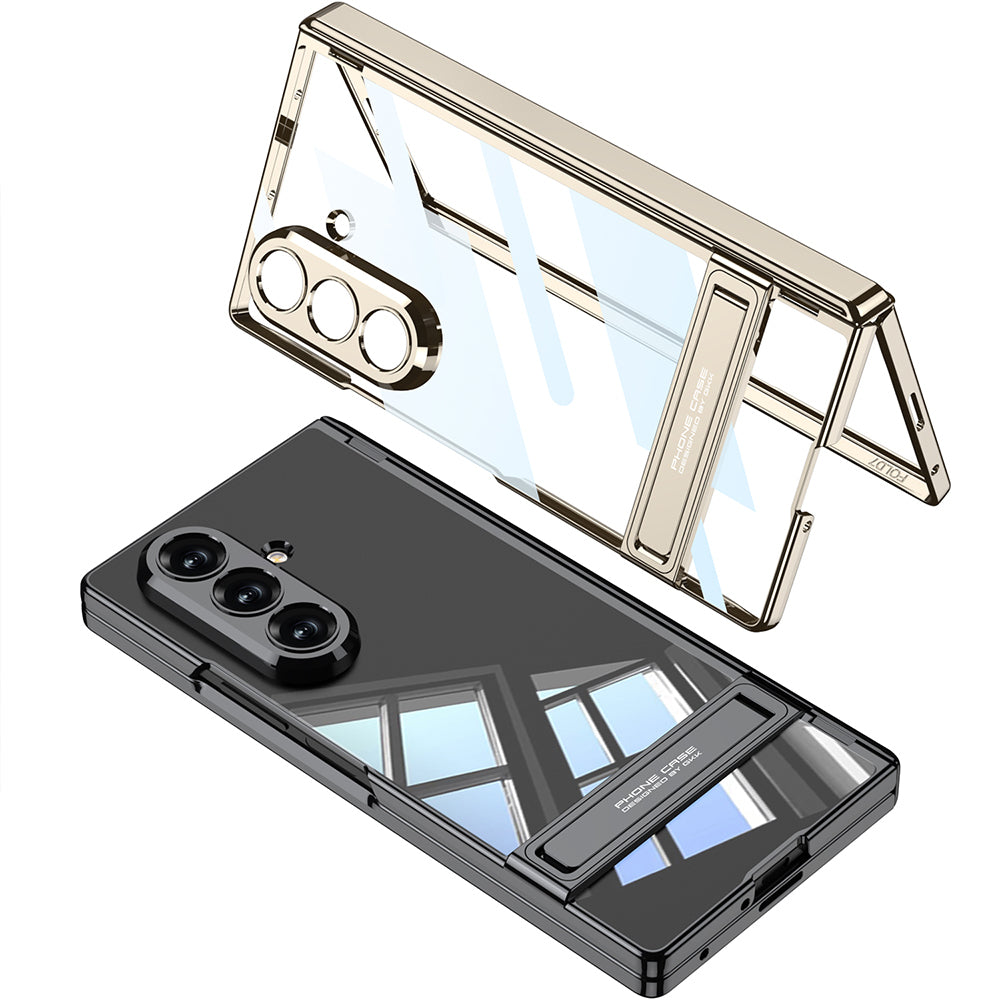 Galaxy Z Fold 7 Kılıf Kamera Korumalı Şeffaf Tasarımlı Zore Lego Standlı Kapak Siyah
