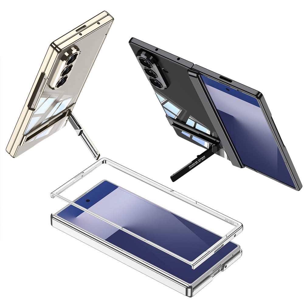 Galaxy Z Fold 7 Kılıf Kamera Korumalı Şeffaf Tasarımlı Zore Lego Standlı Kapak Siyah