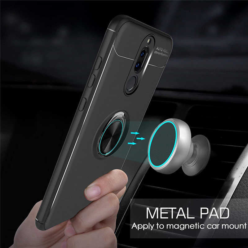 Huawei Mate 10 Lite Kılıf Zore Ravel Silikon Kapak Siyah-Mavi