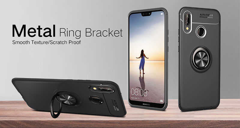 Huawei P20 Lite Kılıf Zore Ravel Silikon Kapak Siyah-Rose Gold