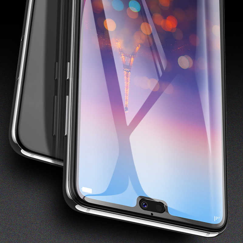 Huawei P20 Pro Zore Kenarları Kırılmaya Dayanıklı Cam Ekran Koruyucu Siyah