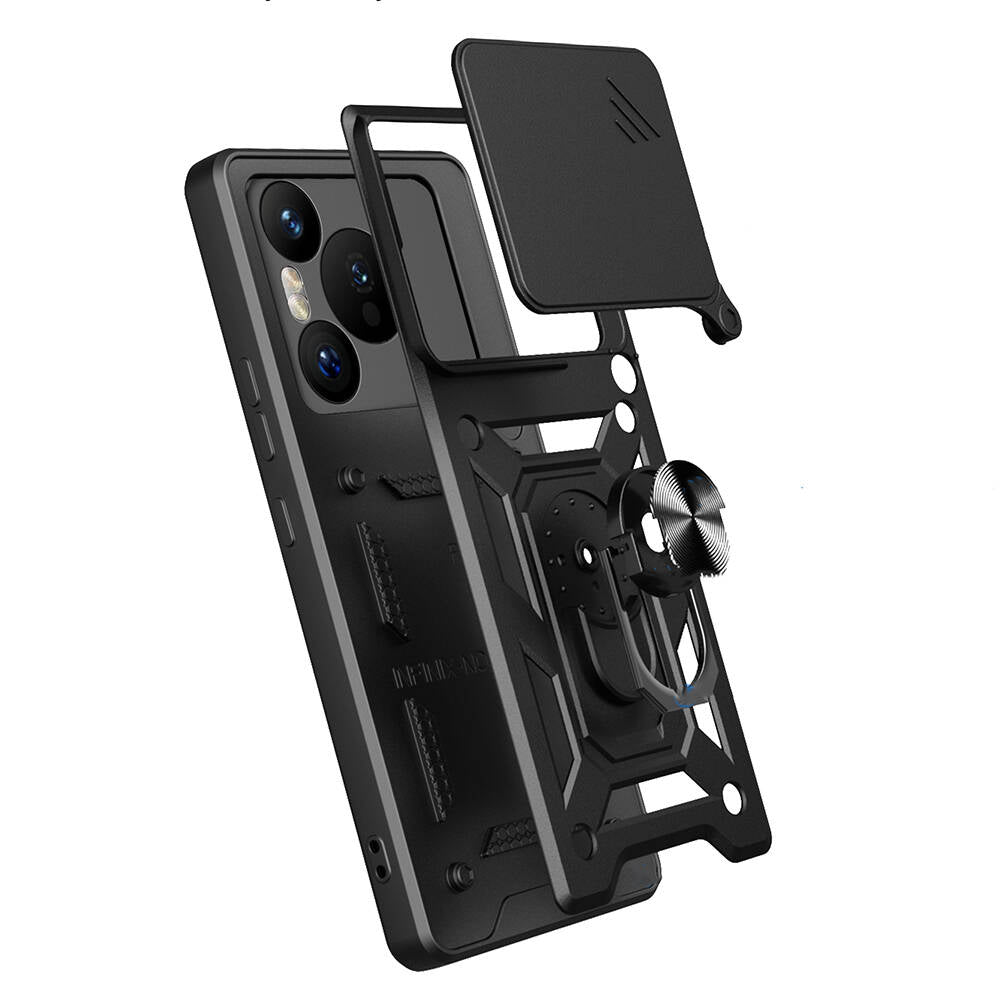 Huawei Pura 70 5G Kılıf Magnetik Standlı Kamera Korumalı Zore Sürgülü Vega Kapak Siyah