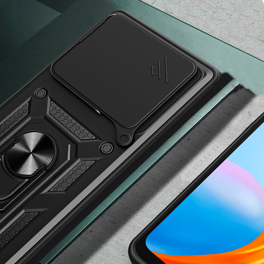 Huawei Pura 70 5G Kılıf Magnetik Standlı Kamera Korumalı Zore Sürgülü Vega Kapak Siyah