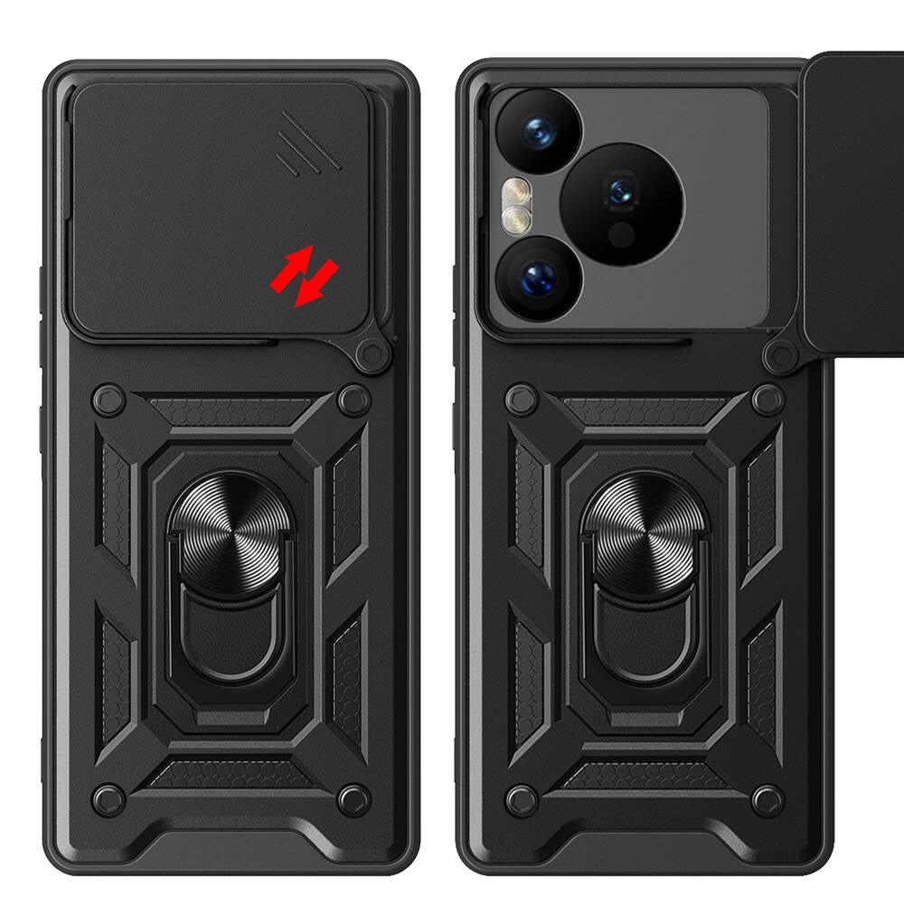 Huawei Pura 70 5G Kılıf Magnetik Standlı Kamera Korumalı Zore Sürgülü Vega Kapak Siyah