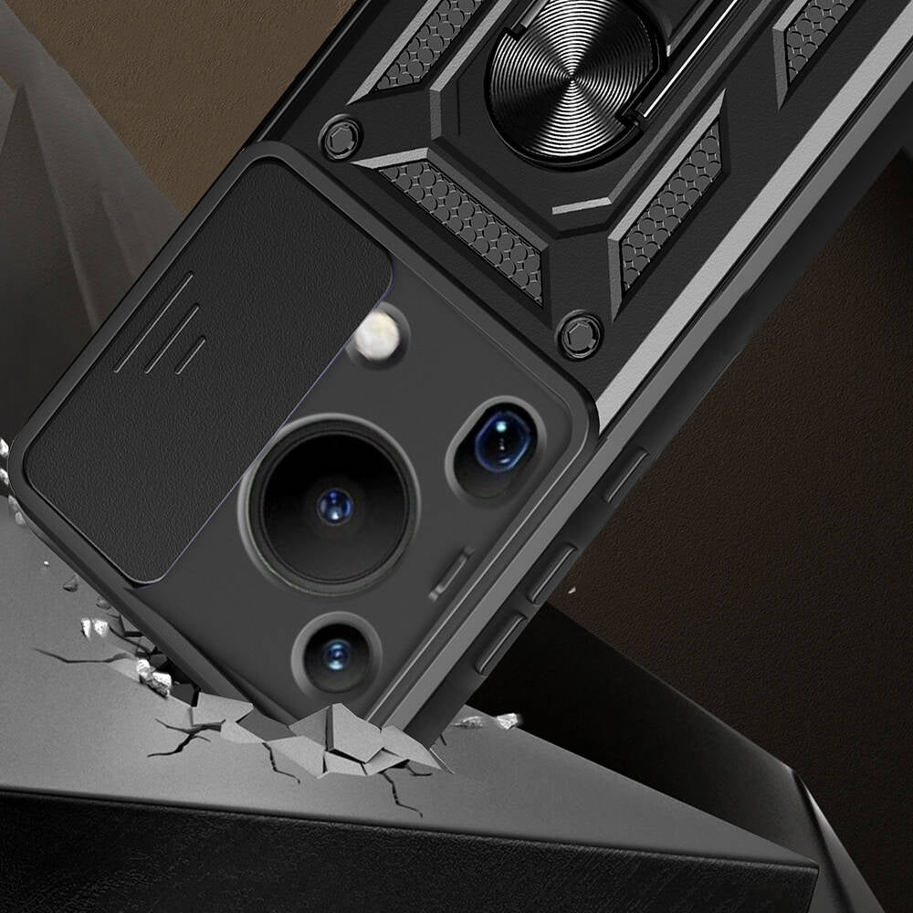 Huawei Pura 70 Ultra Kılıf Magnetik Standlı Kamera Korumalı Zore Sürgülü Vega Kapak Siyah