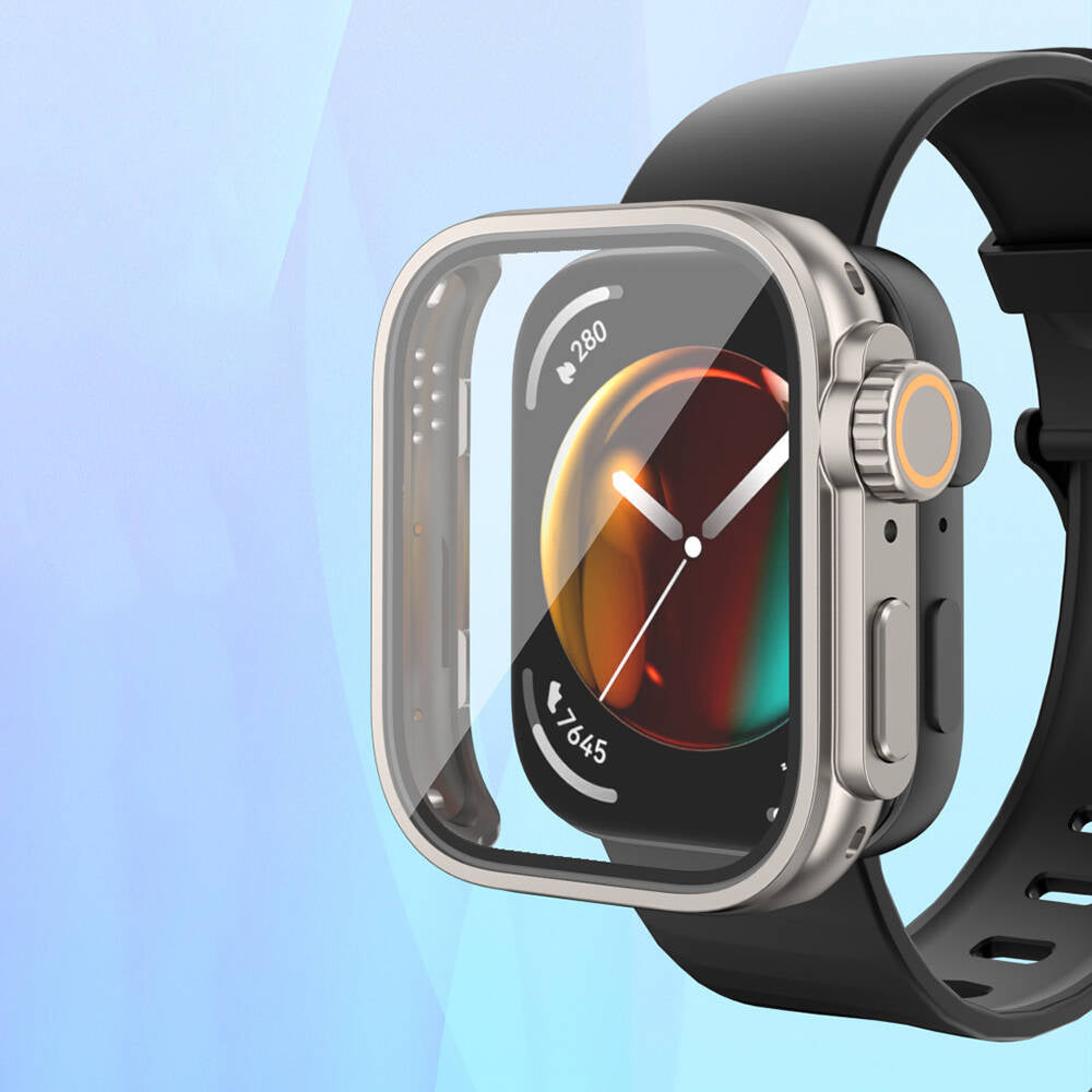 Huawei Watch Fit 3 to Apple Watch Ultra 49mm Kasa Dönüştürücü ve Ekran Koruyucu Zore Watch Gard 33 Gold