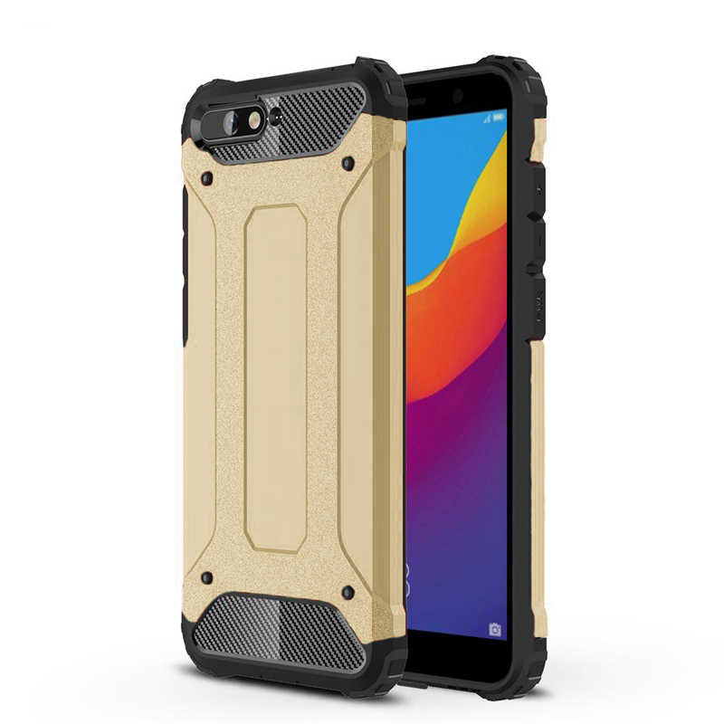 Huawei Y6 2018 Kılıf Zore Crash Silikon Kapak Gold