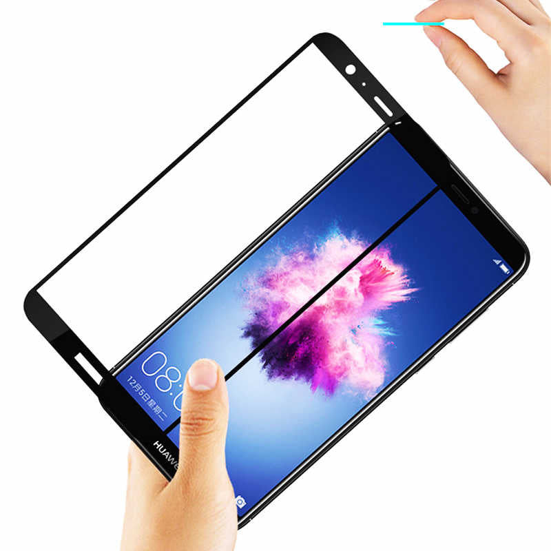 Huawei Y7 2018 Zore Kenarları Kırılmaya Dayanıklı Cam Ekran Koruyucu Siyah