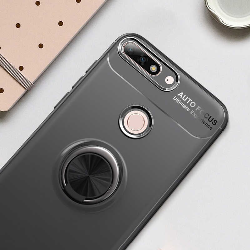 Huawei Y7 2018 Kılıf Zore Ravel Silikon Kapak Siyah-Kırmızı