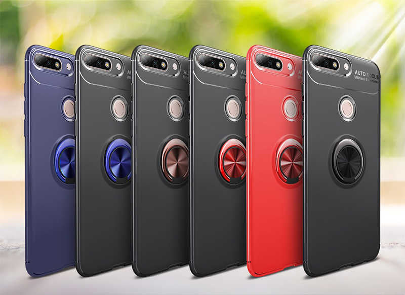 Huawei Y7 2018 Kılıf Zore Ravel Silikon Kapak Siyah-Kırmızı