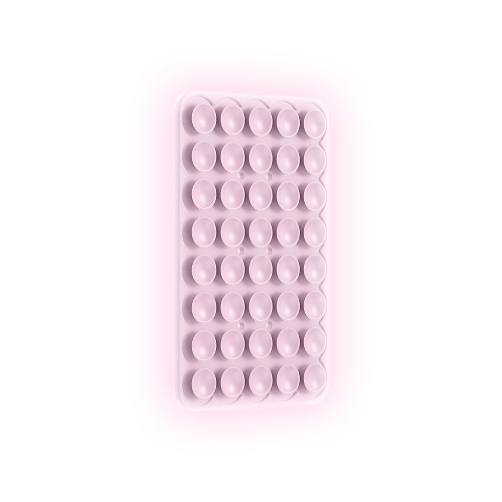 Kare Öpücük 02 Fosforlu Silikon Telefon Tutucu Pembe