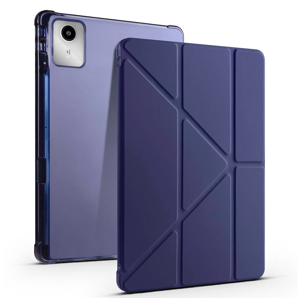 Lenovo M11 TB-330FU Kılıf Zore Tri Folding Kalem Bölmeli Standlı Kılıf Mor