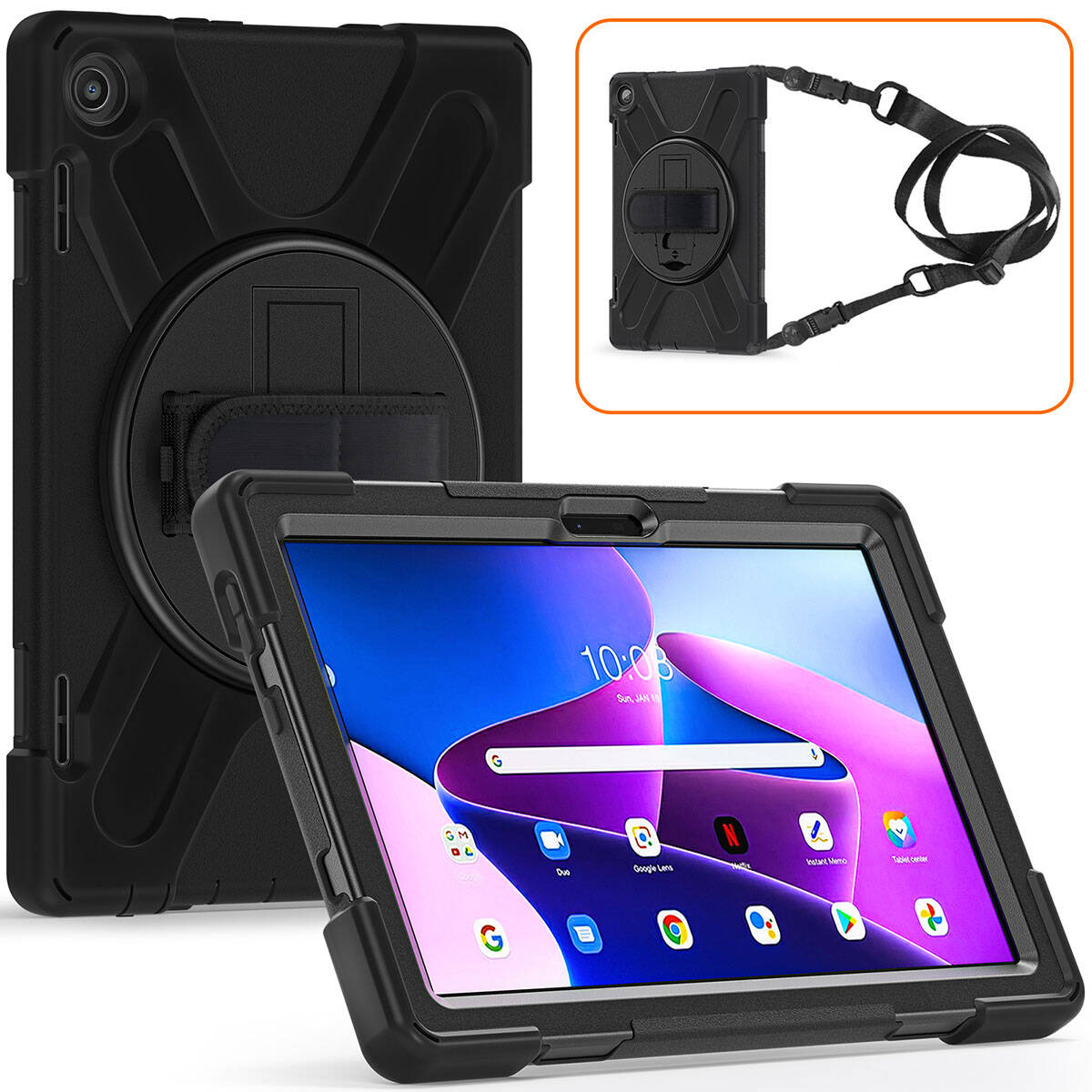 Lenovo Tab M10 HD (2.Nesil) 2022 Zore Defender Tablet Silikon Siyah