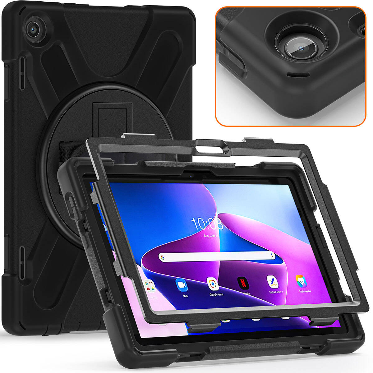 Lenovo Tab M10 HD (2.Nesil) 2022 Zore Defender Tablet Silikon Siyah